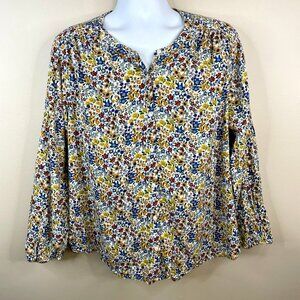 St. John's Bay Womens Fall Floral Boho Button Top Size XXL Crisp Casual Office